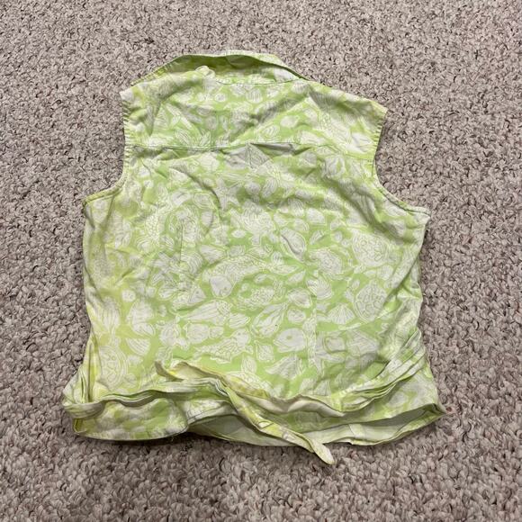 Vintage Lilly Pulitzer Wrap Sleeveless Top Sz 2 Green Sea Creature Resortwear - Picture 2 of 6